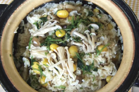 ぎんなんときのこの炊き込みごはん