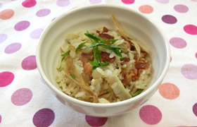 新ごぼうと豚肉のさっぱりごはん