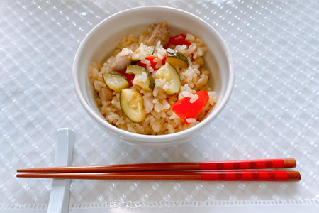 ズッキーニのガリバタポン酢ご飯