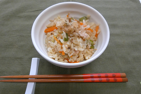 オクラとツナの炊き込みご飯