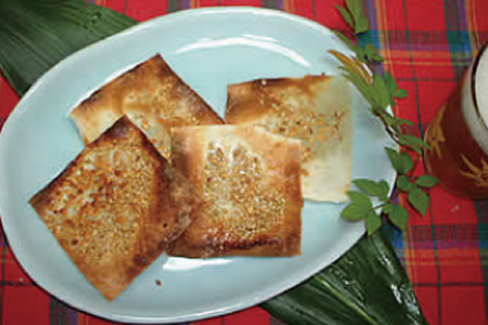ワンタンの皮のパリパリ焼き