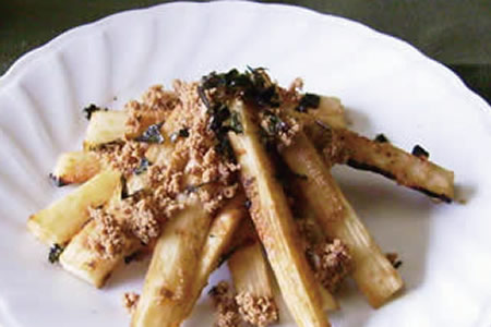 焼き山芋の明太子ソース