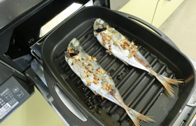 ココットであじの塩焼き～にんにくオイルソースがけ～