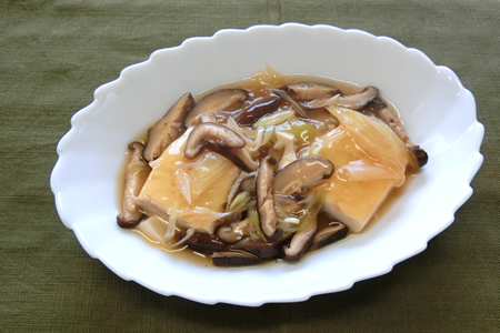 豆腐と長ネギのあんかけ煮込み