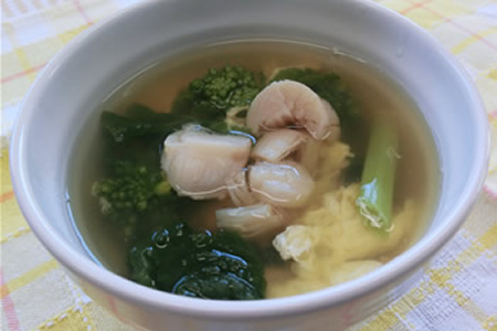 菜の花と帆立の和風スープ
