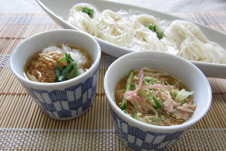 なめたけおろしそうめん＆冷や汁風ごま味噌そうめん