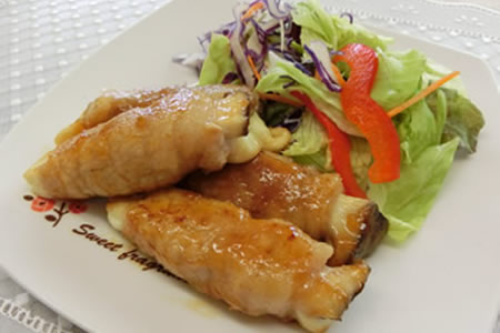 きのことチーズの肉巻きソテー
