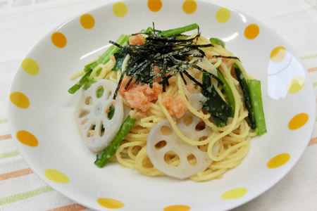 冬野菜たっぷり和風明太子パスタ