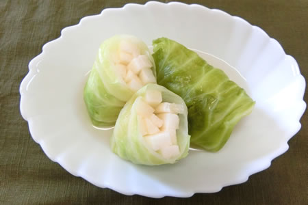 ロールキャベツ風♪自然薯包み蒸し煮