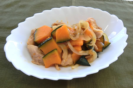 かぼちゃと鶏肉の甘酢炒め